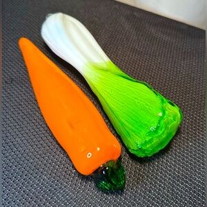 Vintage, Hand Blown Art Glass, Vegetables, Carrot, Lettuce, Decorative